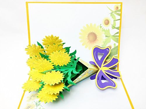 Creve 3D Popup Greeting Card Birthday Card Flower Bouquet (Sunflower)