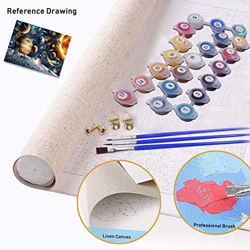 Paint by Numbers, DIY Acrylic Oil Painting Kit for Adult Kids Beginner, Wall Decor Drawing Paintwork with Paintbrushes on Canvas 16x20 inch Number Painting Kits - City Street