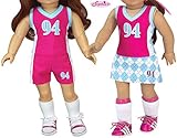 Doll Sports Uniform by Sophia's, 3 Piece Sports Outfit for 18 Inch Dolls | Gift Bag Included