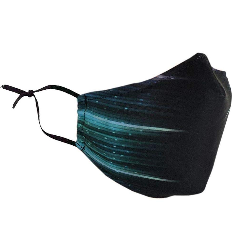 Stay Safe Reusable Face Mask Protection Washable Mouth & Nose Shield Breathable Anti Smoke Pollution Bike Motorcycle Sport (Blue Lights)