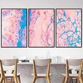 signwin 3 Piece Framed Canvas Wall Art Pink...