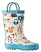 OAKI Kids Rubber Rain Boots with Easy-On Handles, Forest Animals, 8T US Toddler