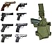 Molle Tactical Pistol Thigh Gun Holster, Drop Leg Holster, Right Hand Adjustable (Green)