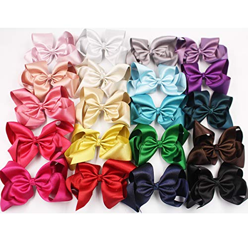 20PCS Girls Hair Bows Clips 6Inch Glitter Grosgrain Ribbon Hair Bows Alligator Hair Clips Hair Accessories for Baby Girls Toddlers Kids Children Teens - Thumbnail 7