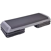 Stanz (TM) Extra Large Deck Pro Grade Professional Adjustable Aerobic Step Platform with 4 Risers - 42.5 x 16 x 4 Inches, Bla