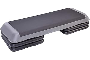 Stanz (TM) Extra Large Deck Pro Grade Professional Adjustable Aerobic Step Platform with 4 Risers - 42.5 x 16 x 4 Inches, Bla