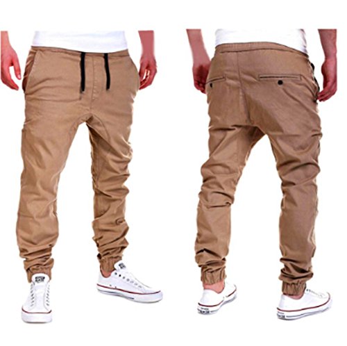 HANYI Fashion Men'S Leisure Tether Sports Collapse Pants Street Harem Tapered Pants (31, Khaki)
