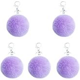 Unpafcxddyig 5 Pieces Poms Keychains Fluffy Ball Faux Fur Pom Pom Keyring for Women