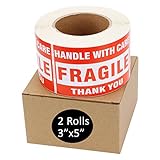 MFLABEL 2 Rolls 3"x5" Fragile Tapes Stamp - Handle