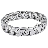 Trendsmax 15mm Curb Cuban Heavy Big Bracelet for Mens Boys 316L Stainless Steel Link Chain Bangle 8-11inch