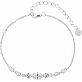 BHUBREA 1.28CT Moissanite Celtic Knot Bracelet for Women 925 Sterling Silver D Color VVS1 Clarity Oval Moissanite Bracelet Jewelry for Her Wife Mom