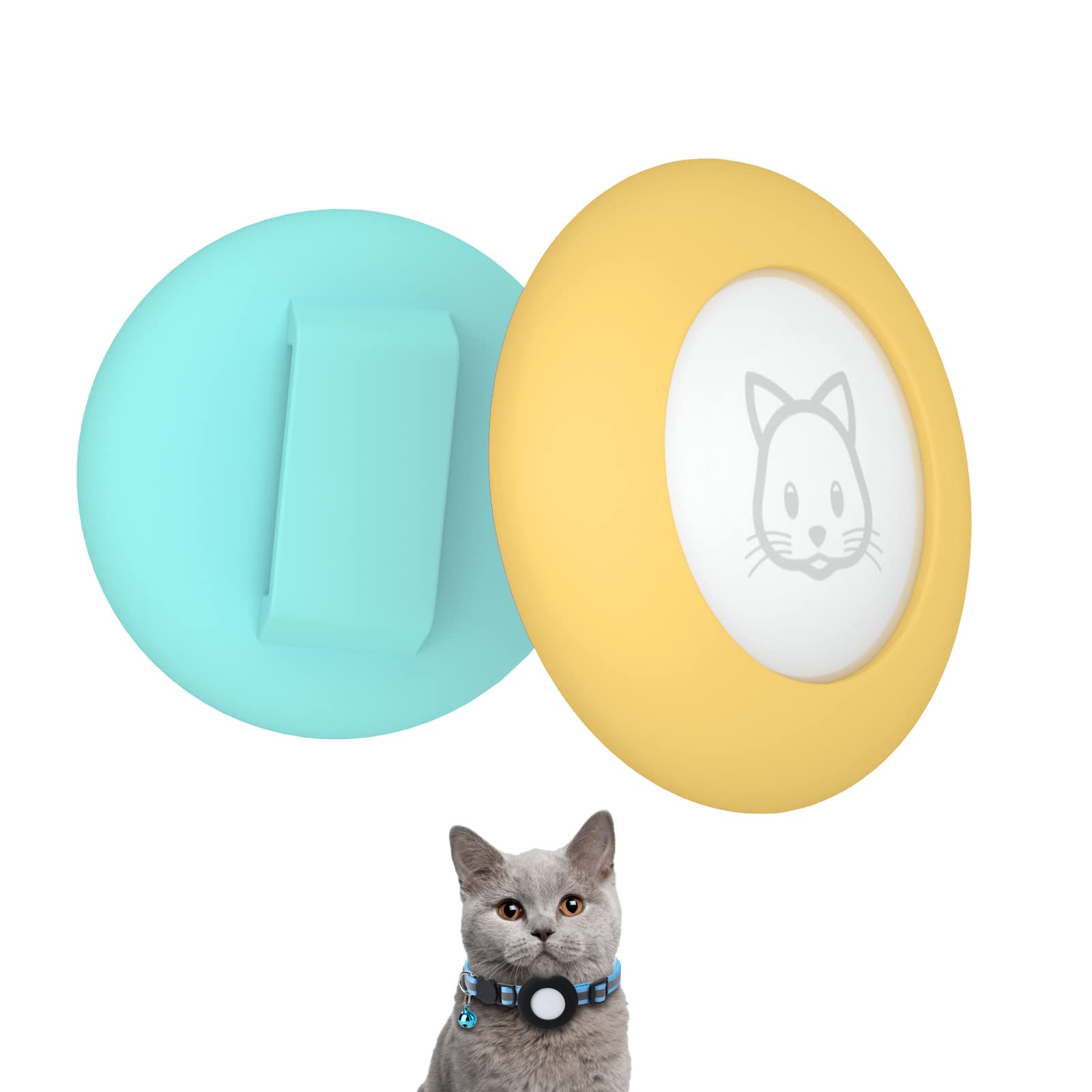 SimpleThings Air-tag Cat Collar Holder, Pet Silicone Protective Case for Air-tag, 2Pack Waterproof Case Cover for Apple Air-tag Cat Dog Pet Collar Within 3/8 inch