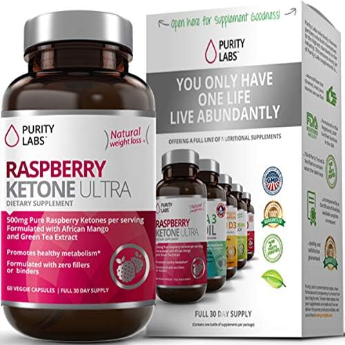 Raspberry Ketones 500mg per serving - 120 Veggie Capsules - Enhanced with African Mango and Green Tea - Natural Appetite Suppressant Weight Loss Diet Pill Supplement for Women and Men