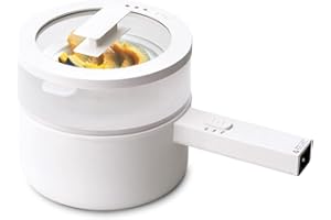 Olayks Electric Steamer for Cooking, 1.5L Ceramic Glaze Non-stick Pot, Dual Power Multi-functional Electric Cooker, Suitable for Steak, Pasta, Hot Pot, Ramen, Quick Heating and Overheat Protection