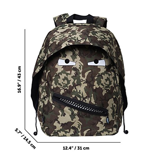 ZIPIT Grillz Backpack for Kids with Extra Side Pocket, Camo Green - Thumbnail 4