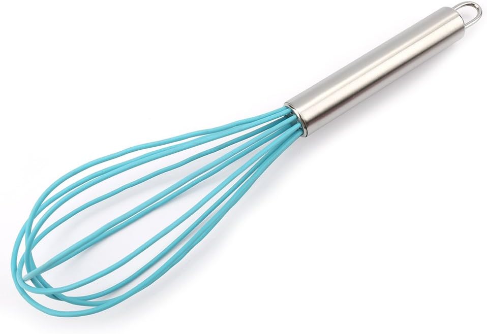 KAIXIANG Silicone Whisk Egg Beater,Kitchen Manual Control Ball Stainless Steel Handle 10 Wire 10 Inch For Whisking Beating Stirring Blending