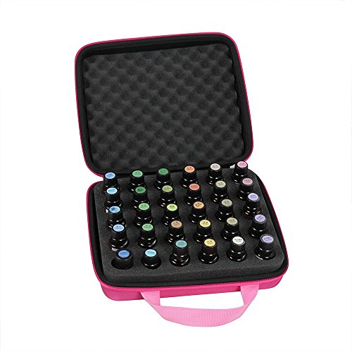 Hard Case Storage Bag with Foam Insert Carrying Handle Hot Pink Fits 30 bottle Young living/Doterra oils 15ml / 10ml Essential Oil by Hermitshell - Thumbnail 4