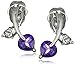 Amazon Essentials 10k White Gold Amethyst and Diamond Accent Leaf Heart Pendant Necklace and Earrings Jewelry Set, 18