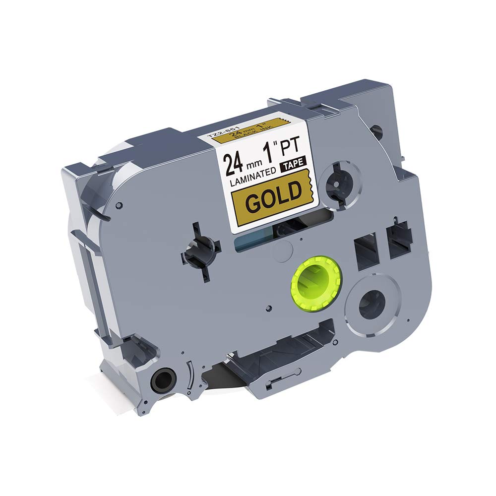 IDK Compatible for Brother P-Touch 24mm Black on Gold Label Tape TZ851 TZE-851