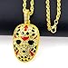 sameno Men's Hip-hop European and American Style Mask Personality Facebook Pendant Necklace Trend Fashion Jewelry (Gold)