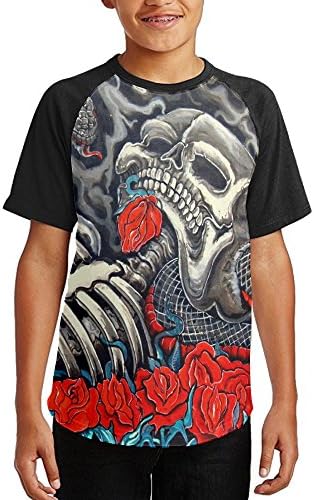 A Skull Crossed By Satan's Snake Eyes Naja On Flowers Tee T Shirt Youth Baseball Tshirt Girls Boys