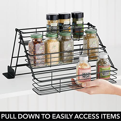 mDesign Metal 3Tier Pull Down Spice Rack Easy Reach Retractable