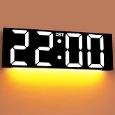 JALL 22" Large Digital Wall Clock with 7.3-inch Big LED Numbers, Wall Clock with Alarm for Classroom, Living Room, Bedroom, Digital Clock with Timer for Senior, White