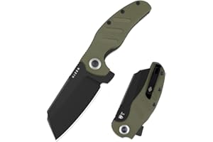 Kizer C01C XL Sheepdog Pocket Knife, 3.9" D2 Sheepsfoot Blade EDC Folding Knife with Green G10 Handle, Liner Lock, Flipper, and Pocket Clip, Camping Survival Knives for Men Women, V5488M1