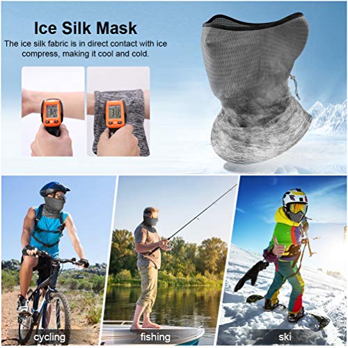 Neck Gaiter Face Mask Motorcycle Face Covering Cool Bandanas Breathable Lightweight, Ideal for Fishing Hiking Running Cycling Gray