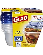 GladWare Soup & Salad Everyday Use | Medium Rectangle Storage | Containers Hold up to 24 Ounces of Food, 24 oz - 5 Count, Standard