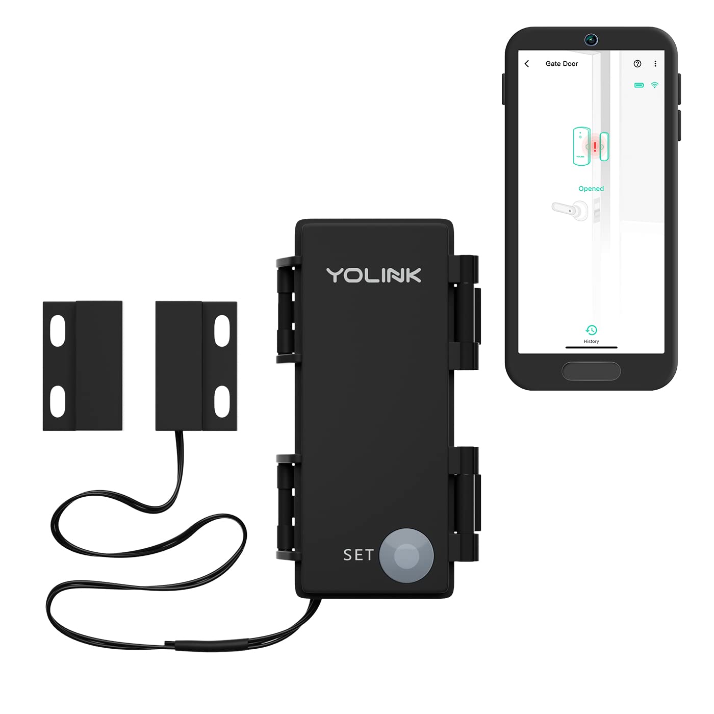 YOLINK LoRa Smart Outdoor Contact Sensor, Gate & Shed Door Sensor, Universal Contact-Closure Sensor, Email/SMS/Push Alerts, 1/4 Mile Range, Alexa, IFTTT, Home Assistant (Hub Required)