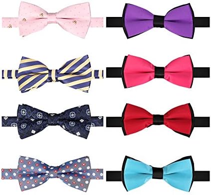 BASH 8 PACKS Elegant Adjustable Pre-tied bow ties for Men Boys in Different Colors (N)