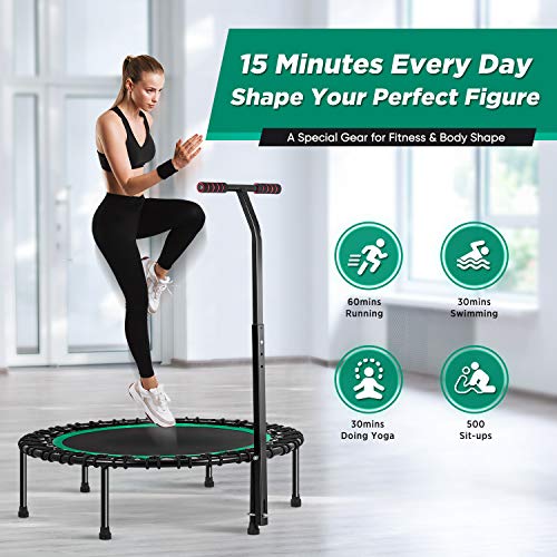 HOMEOW 40" Mini Trampoline Bungee Rebounder for Adults 440lbs with