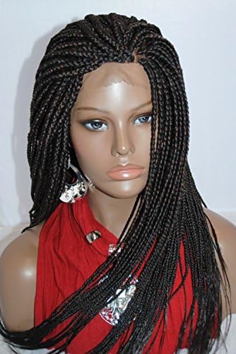 Heat Resistant Synthetic Lace Front Braided Wigs 1# Black Color Fully Handmade Braids for Black Woman (18")