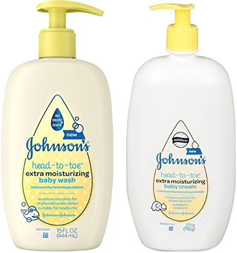Johnson's Head-To-Toe Extra Moisturizing Bundle: Baby Wash &amp; Baby Cream 15 Fl. Oz Each