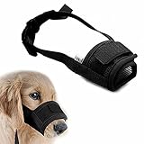 Adjustable Pet Dog Mouth Cover Muzzles Anti-biting Barking Comfortable Black Or Red Dog Muzzle Mesh Mask (L, Black)