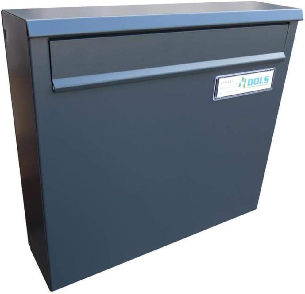 A-02 Anthrazit Zaun Durchwurfbriefkasten (RAL 7016) mit Namensschild - LETTERBOX24.de