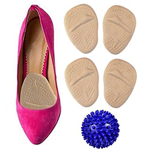 Metatarsal Pads for Women, Ball of Foot Cushions (2 Pairs Foot Pads) Medical Gel Forefoot Shoe Inserts for High Heels to