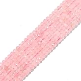 BEADIA Natural Rose Quartz Crystal Beads 4x2mm 120pcs Faceted Rondelle Loose Semi Gemstone Beads for Jewelry Making Design