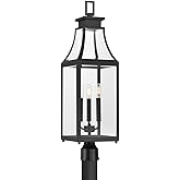 Savoy House 5-609-BK Emery Transitional Modern Farmhouse Clear Beveled Glass Outdoor Post Lantern, 3-Light 180 Total Watts, 2