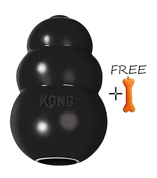 Goofy Tails Kong Extreme Rubber Chew Dog Toy, Large with Key Chain (Black)