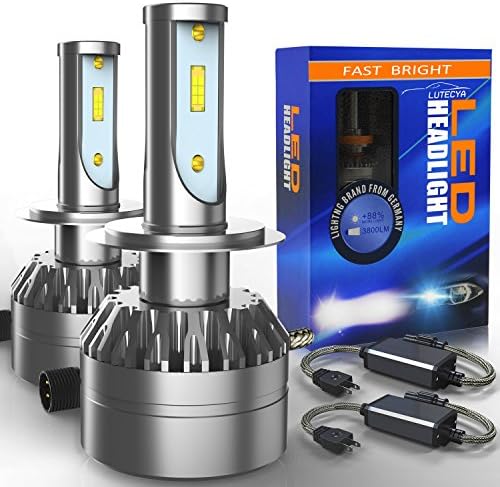 LuTecYa H7 LED Headlights Bulbs, High Low Beam Fog Light Conversion Kit - 7600Lm 6500K Cool White Super Bright CREE Chips - 2 Pack