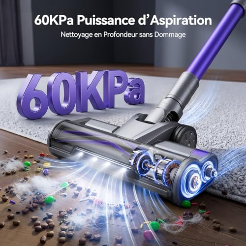 Redkey X18 Cordless Vacuum Cleaner, 60KPa/650W/80Min Powerful Cordless Vacuum Cleaner with LED Display, Intelligent Suction Adjustment, 8-in-1 Cordless Vacuum Cleaner for Hard Floors, Carpets, Pet