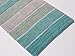 Chardin home Cordural Stripe Bath Rug Runner with Skid Resistant Latex Spray Underneath.Aqua Turquoise, 24