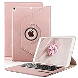 KVAGO Keyboard Case for iPad Pro 10.5 inch, Stylish 360 Degree Rotating Swivel Case with Detachable Wireless Bluetooth Keyboard for Apple iPad Pro 10.5 (Rose Gold)