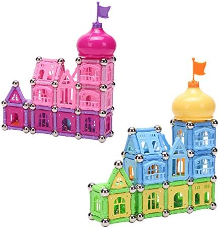 WITKA Magnetic Building Blocks Castle Playset 158 Pieces, Fun Educational and Creative Toys for Girls Ages 5 to 12 (Random Color)