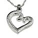 Silver Crystal Iced Out Open Heart Pendant I Love You Necklace Jewelry Gift for Mother Day Girls Women Girlfriend