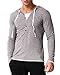 MODCHOK Men's Long Sleeve Printed Hoodie Shirts Polyester V Neck Button Tee Tops Light Gray S