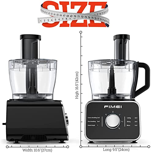Food Processor FIMEI 12 Cup Multifunctional Food Processor- Chopper, Mixer, Knead Dough Blade, Cutting, Shredding, Slicing Attachments and 3.2L Bowl, 3 Speeds Plus Pulse