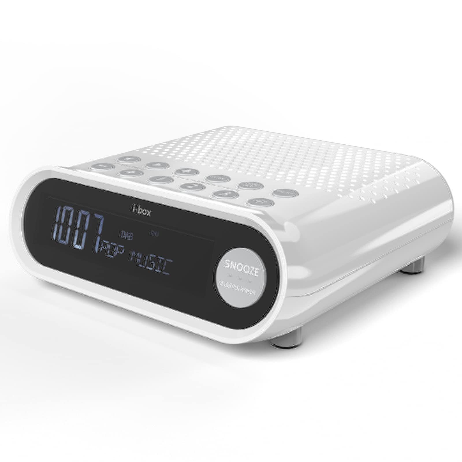 i-box DAB/FM Alarm Clock Radio, White, Small